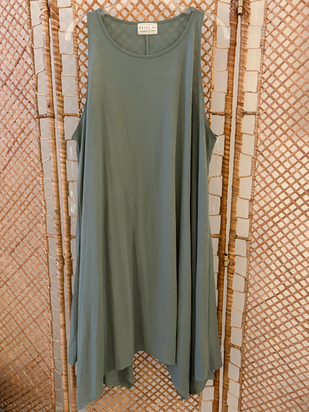 Dress-Up Boutique Asymmetrical Sleeveless Dress in Sage